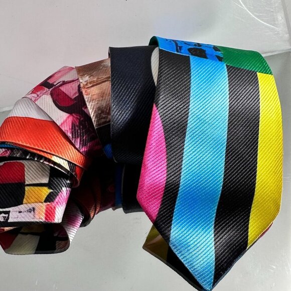 Modernist Colorful Tie Retro Designer Menswear Tie Necktie Mid Century Painting - Picture 4 of 7